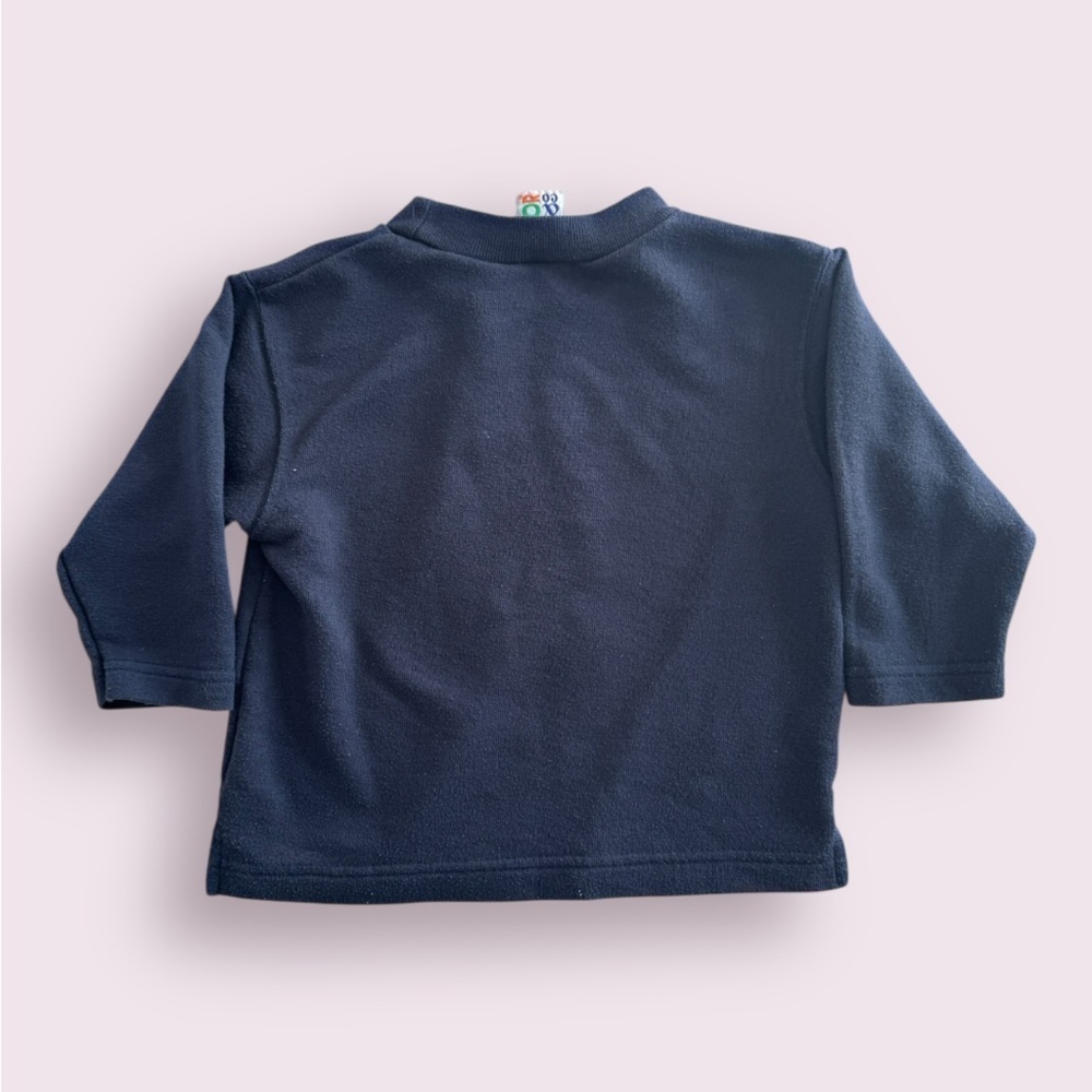 Retro Navy Blue Girls Sweater with Bear Patch - Picture 2 of 3